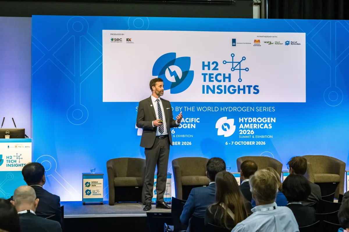 Mark Freymüller, CEO de Hyundai Energy & Hydrogen Europe, en el escenario H2 Tech Insights de la Cumbre Mundial del Hidrógeno 2026